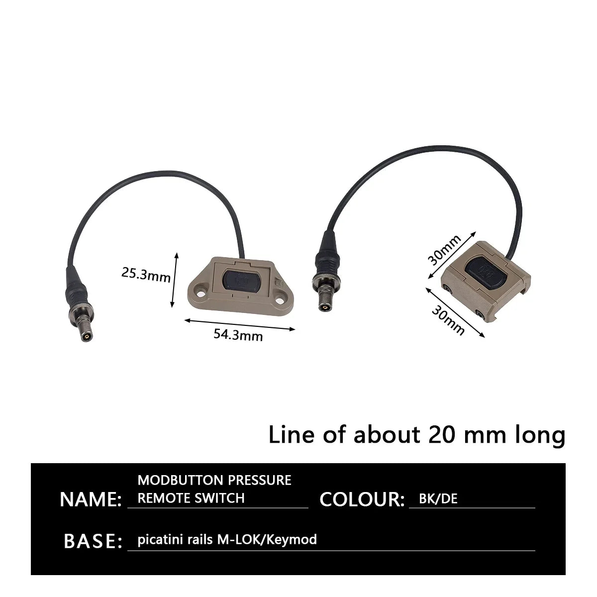 Tactical Remote Dual Pressure Button Switch M-LOK Keymod