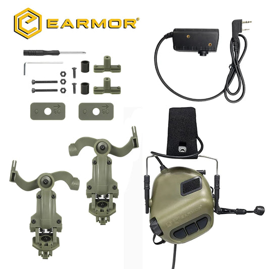 EARMOR M32 MOD4 - With Helmet ARC Rail Adapter and Kenwood PTT Adapter
